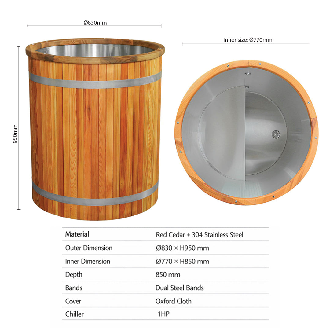 Warrior Plunge Cedar Barrel Tub or Capsule Tub with 1 hp chiller