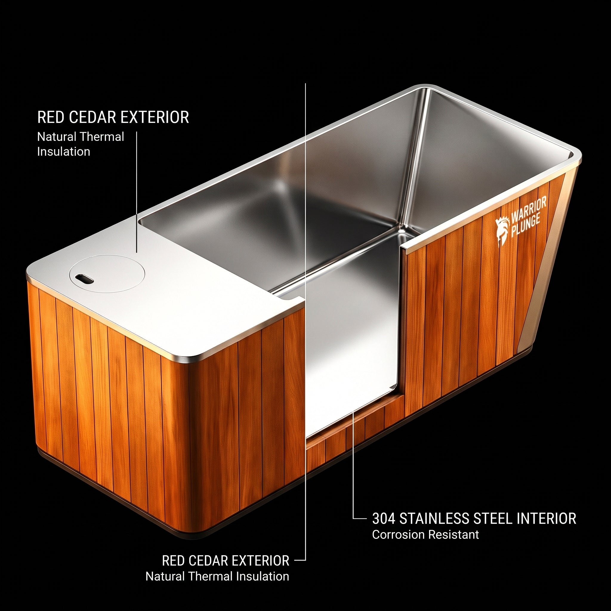 WARRIOR PLUNGE CEDAR - Bak Mandi Es Khas Kayu Cedar Merah &amp; Baja Tahan Karat